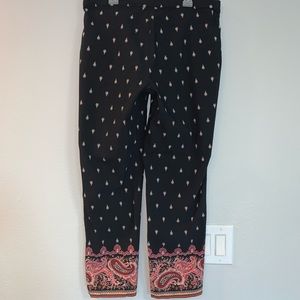 Print pull on pants with ankle detail L